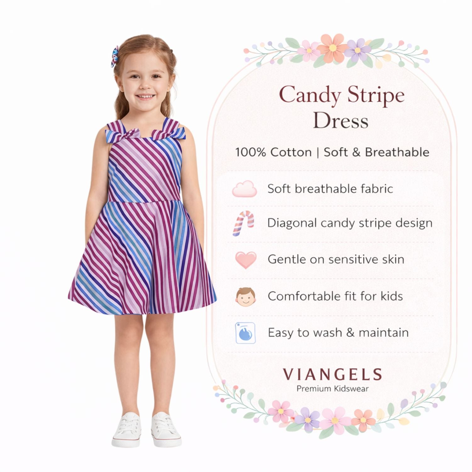 Candy Stripe Printed Frock