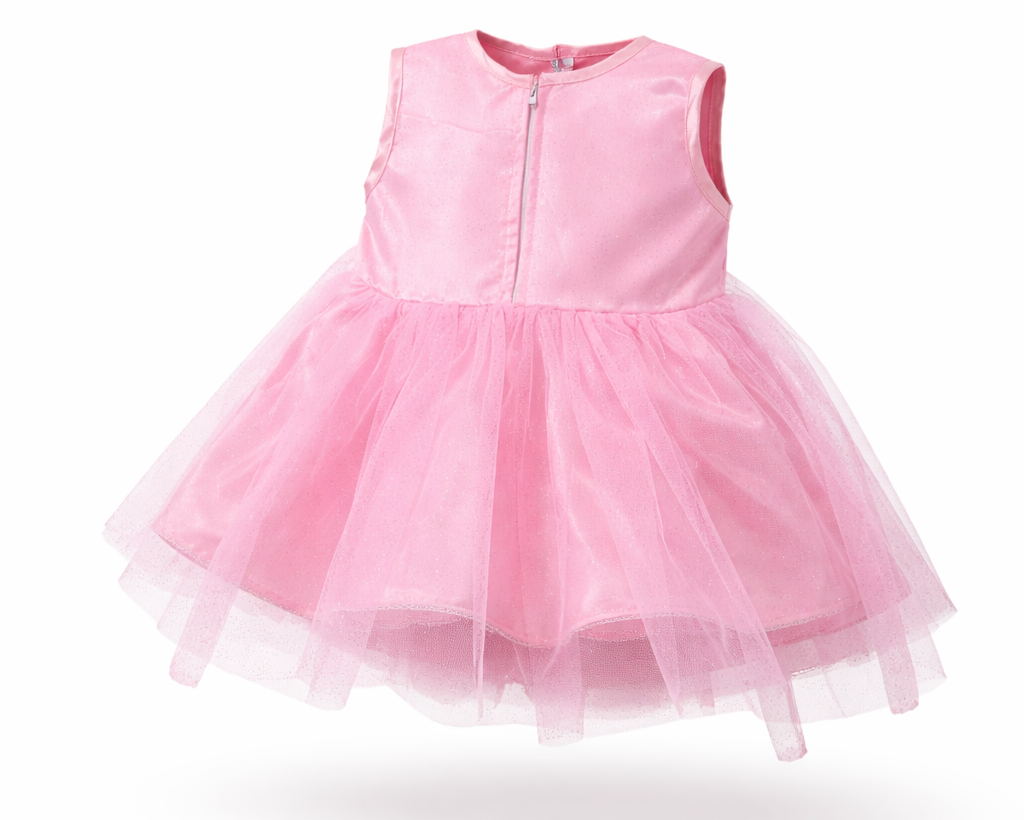 Pink dress with a tutu skirt on a white background