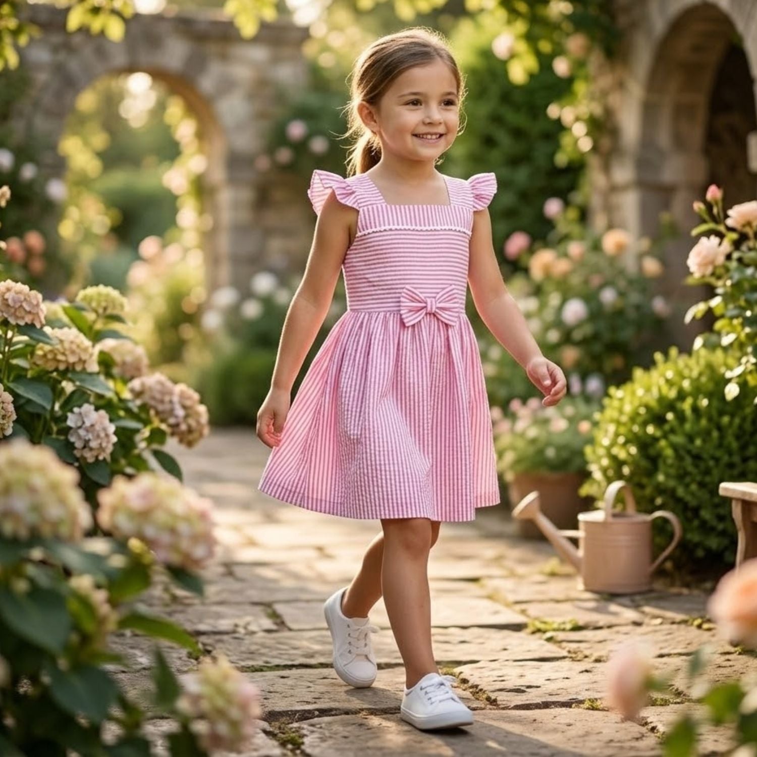 Classic Striped Printed Frock