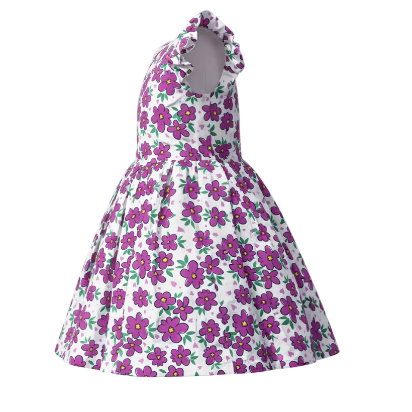 Floral dress with a hood on a white background