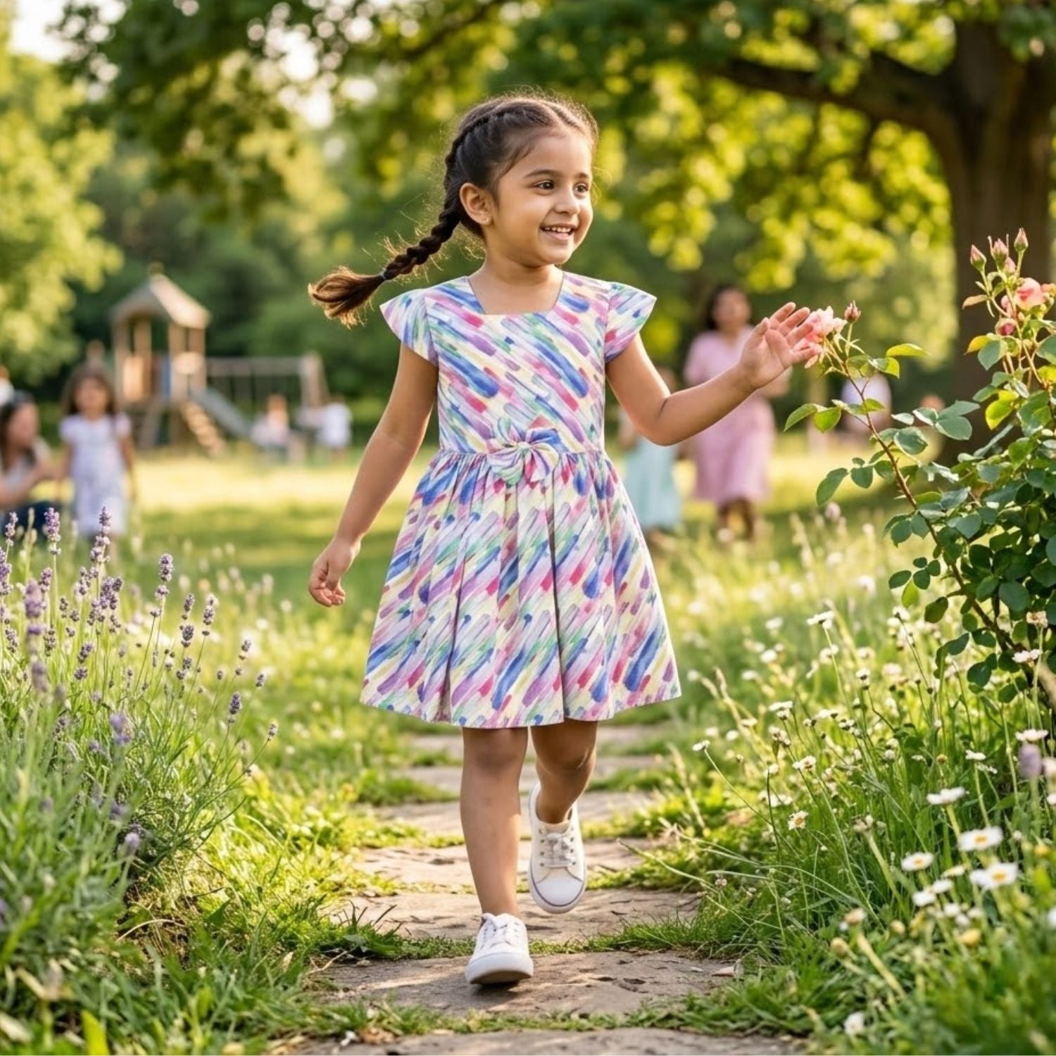 Girls Colorful Printed Frock