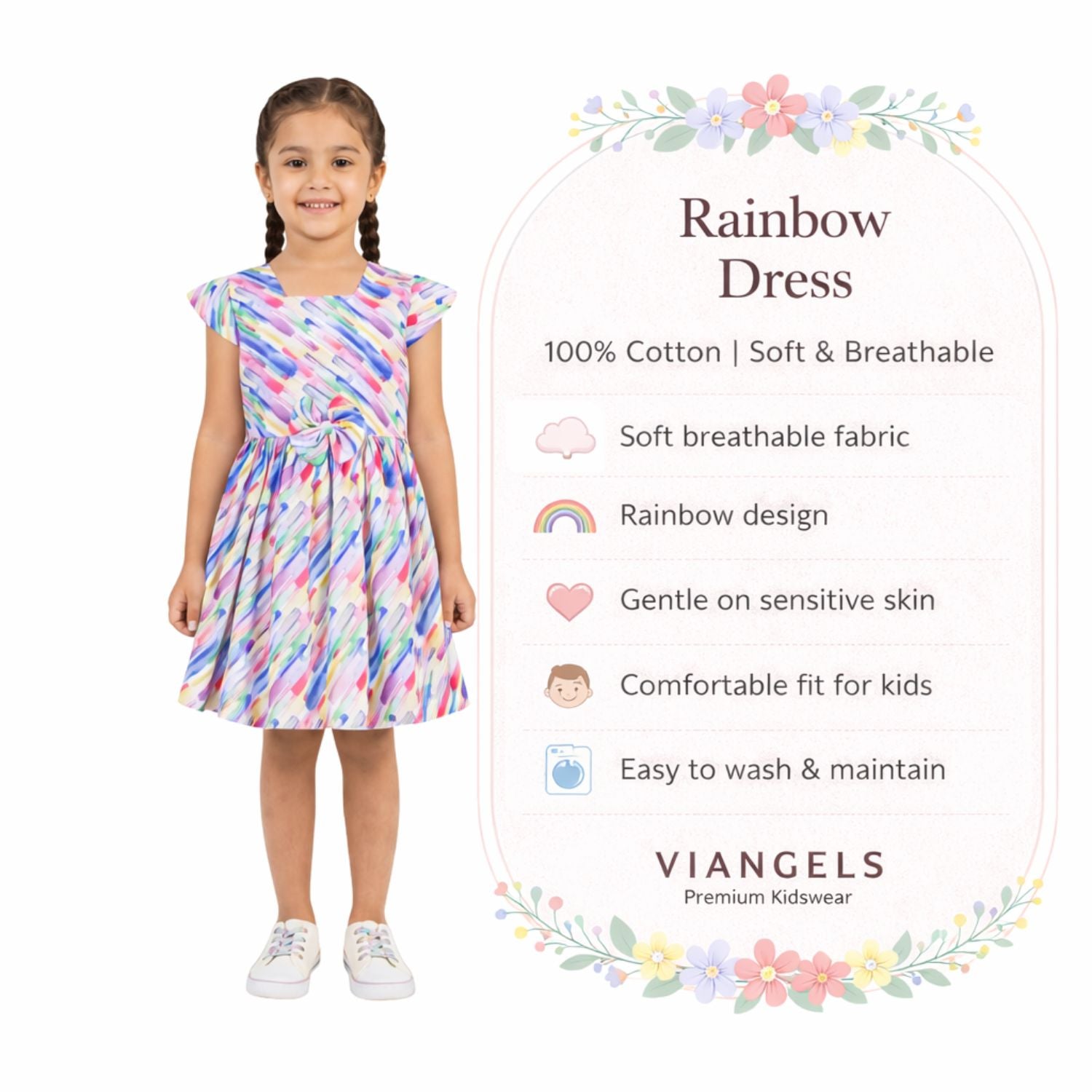 Girls Colorful Printed Frock