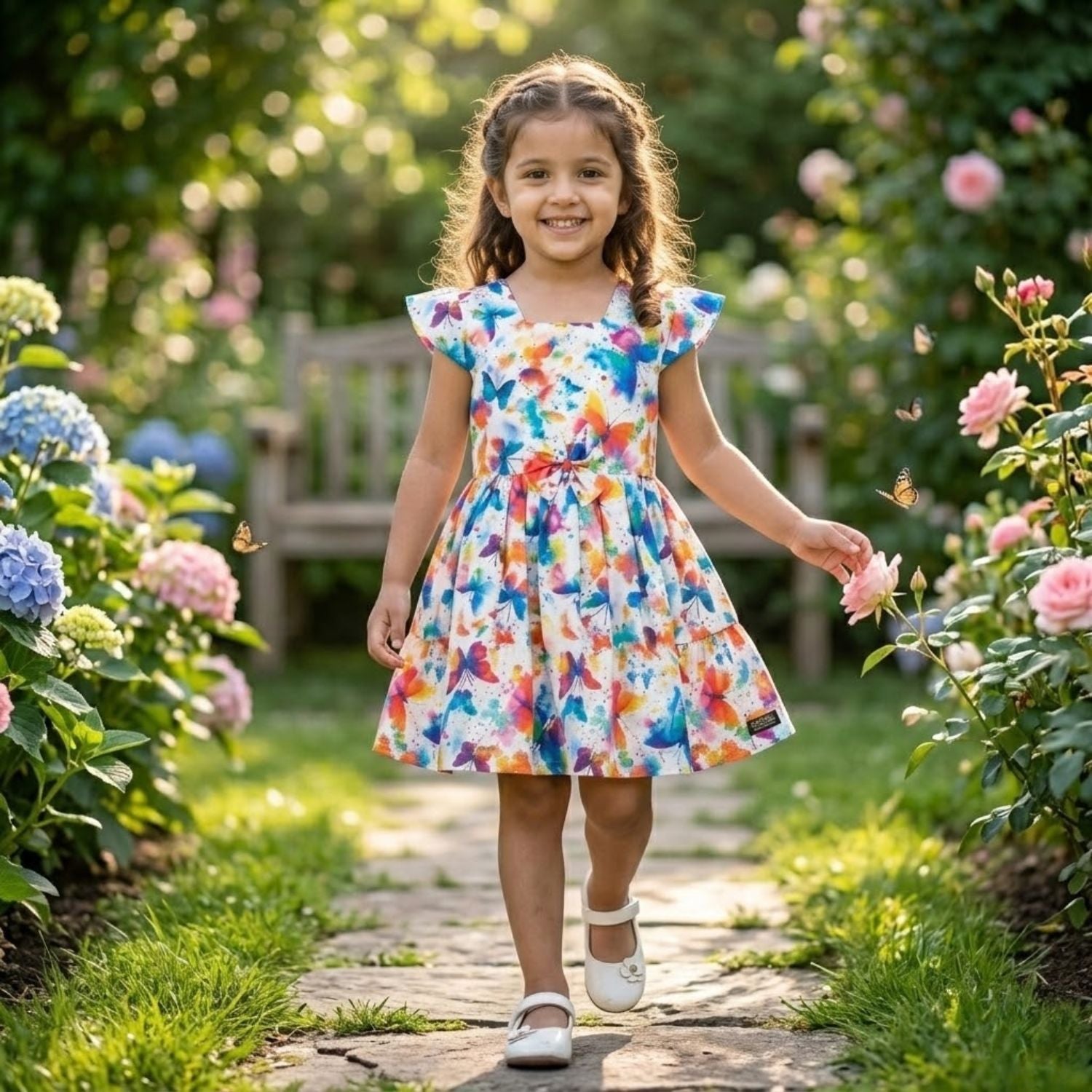 Girls Colorful Printed Frock