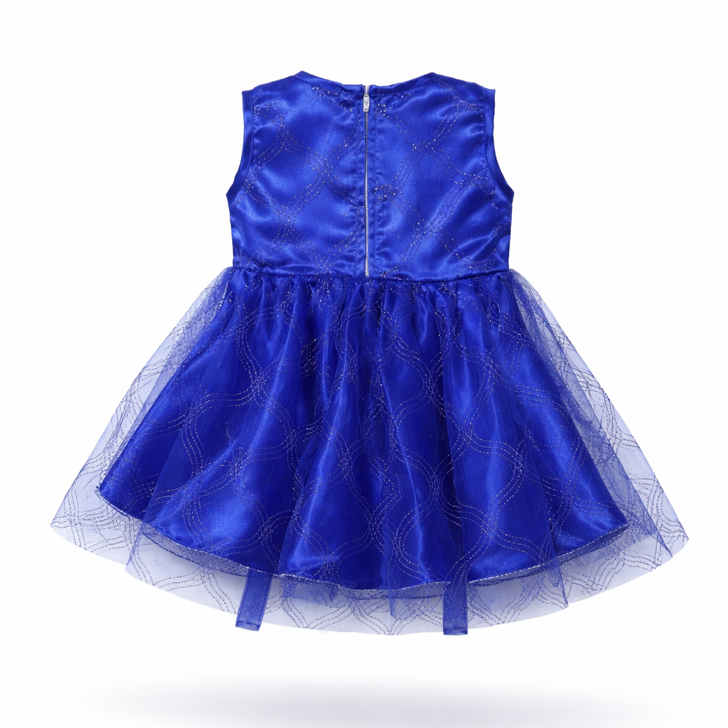 Blue dress with a tulle skirt on a white background