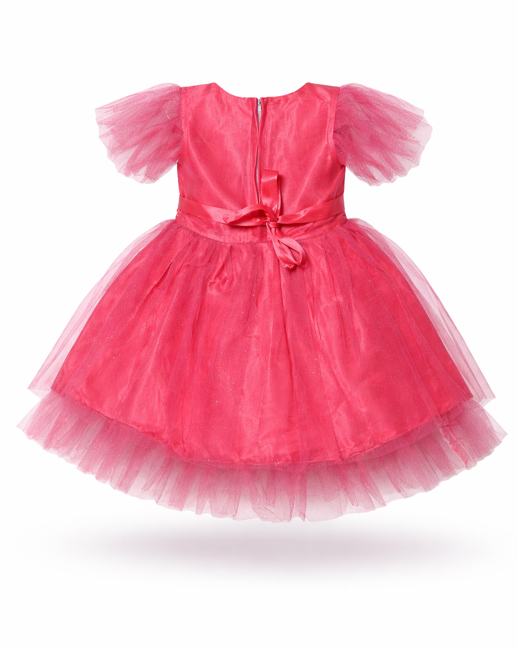 Pink dress with a bow on a white background